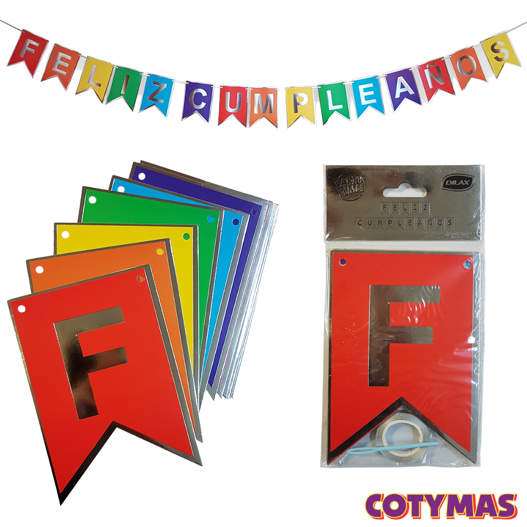 Banderin Feliz Cumple Colores Lisos