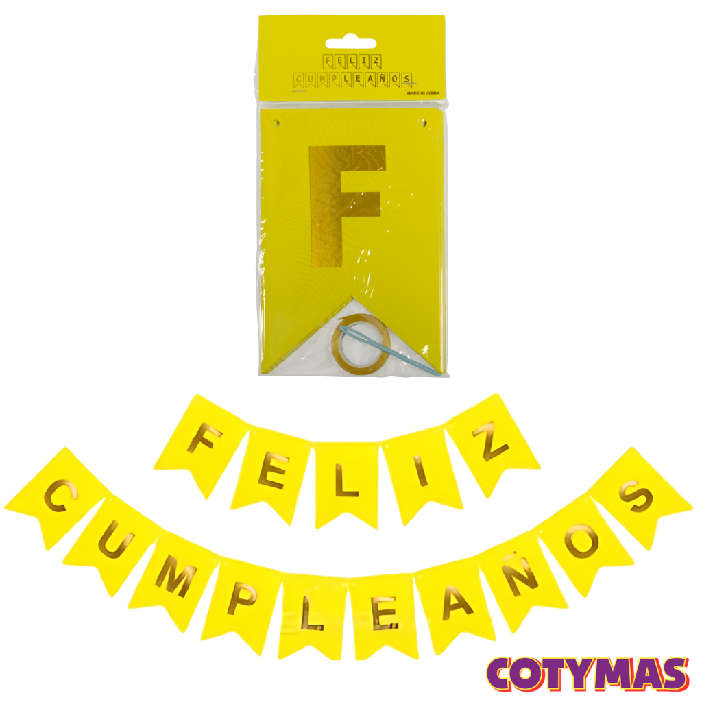 Banderin Feliz Cumple Colores Lisos