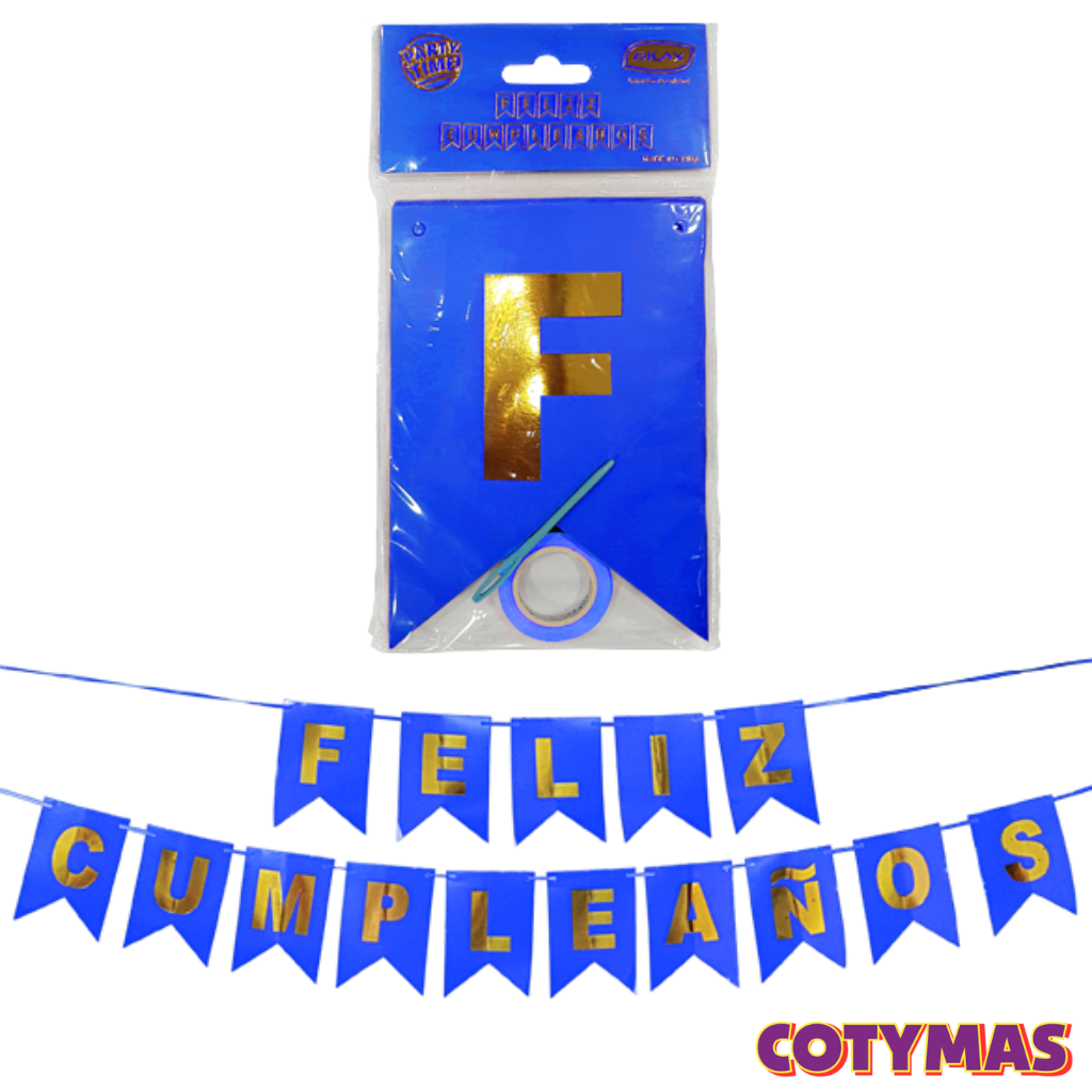 Banderin Feliz Cumple Colores Lisos
