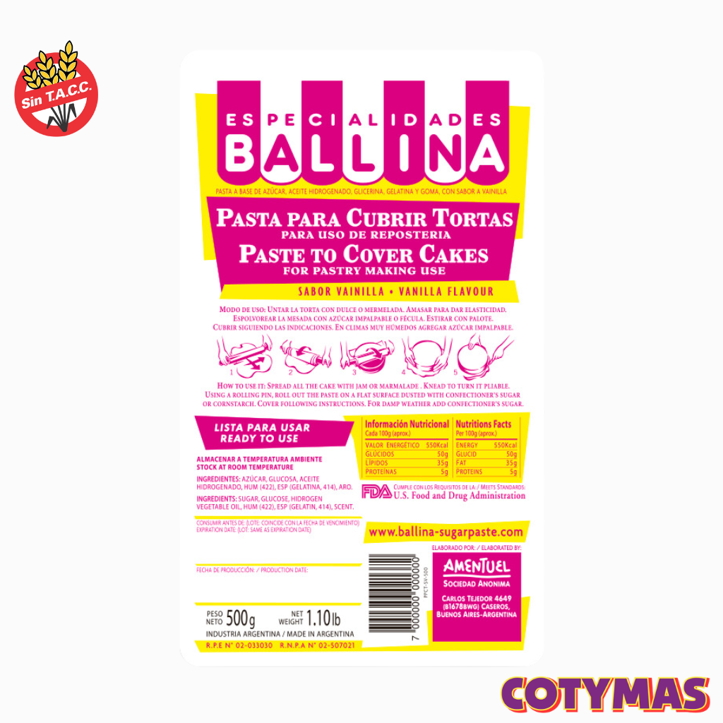 Pasta para Cubrir Ballina (chocolate y vainilla)