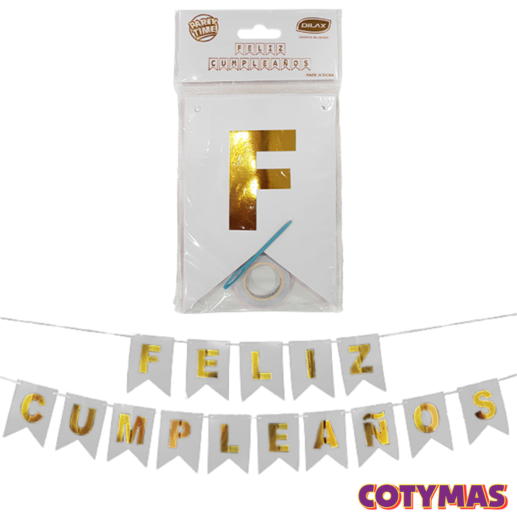 Banderin Feliz Cumple Colores Lisos