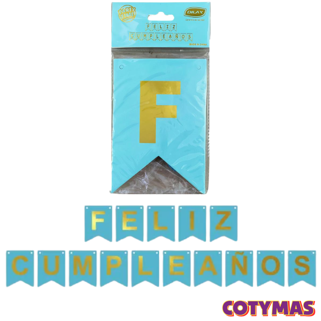 Banderin Feliz Cumple Colores Lisos