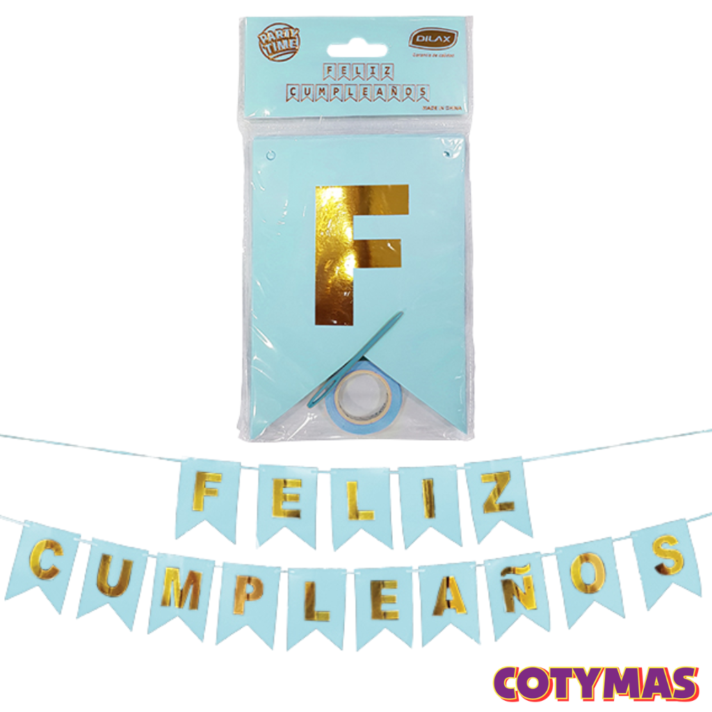 Banderin Feliz Cumple Colores Lisos
