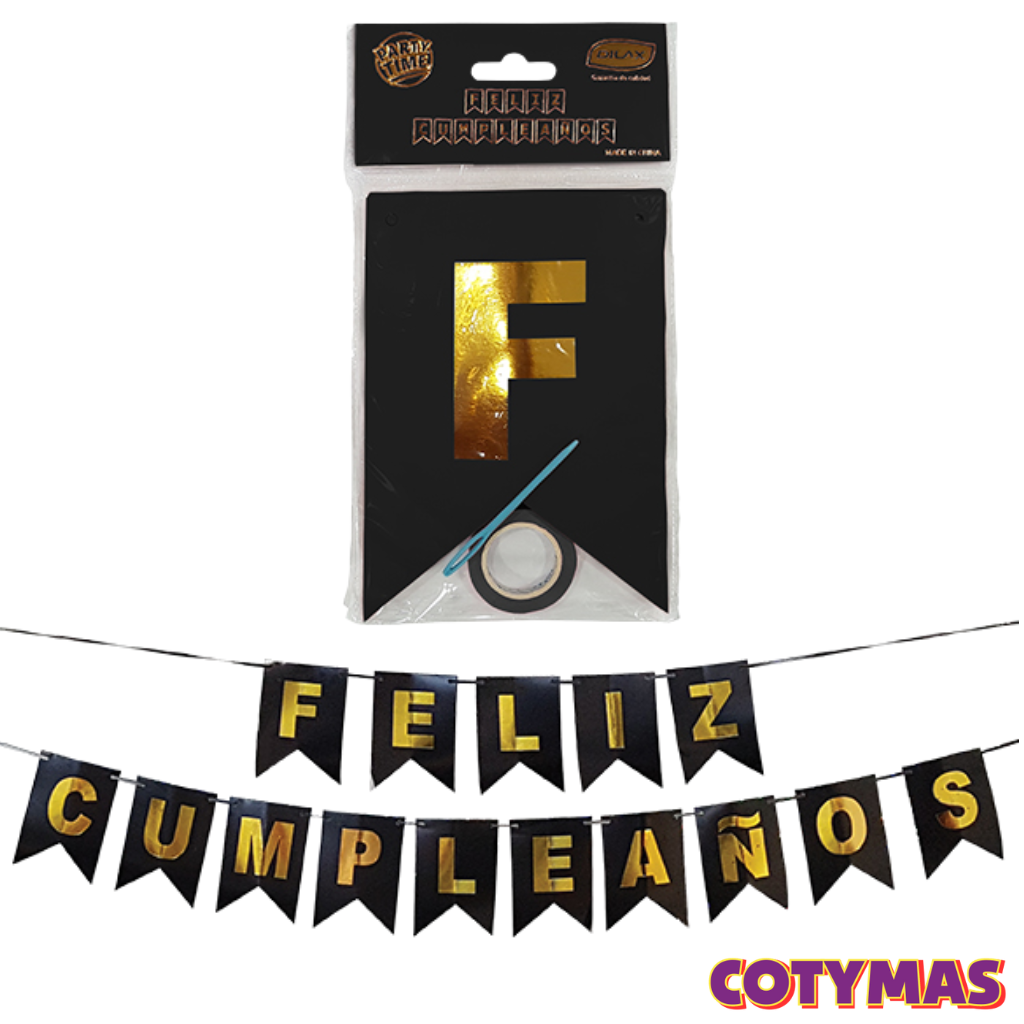 Banderin Feliz Cumple Colores Lisos