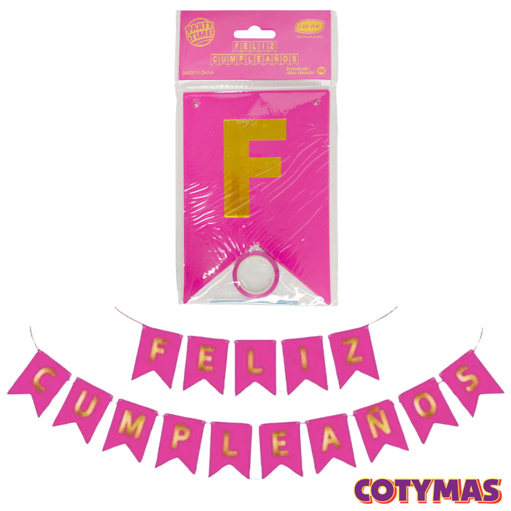 Banderin Feliz Cumple Colores Lisos
