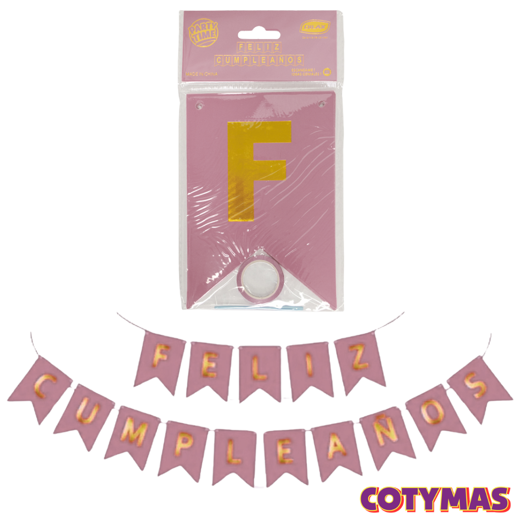 Banderin Feliz Cumple Colores Lisos