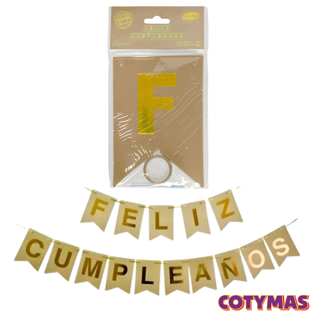 Banderin Feliz Cumple Colores Lisos