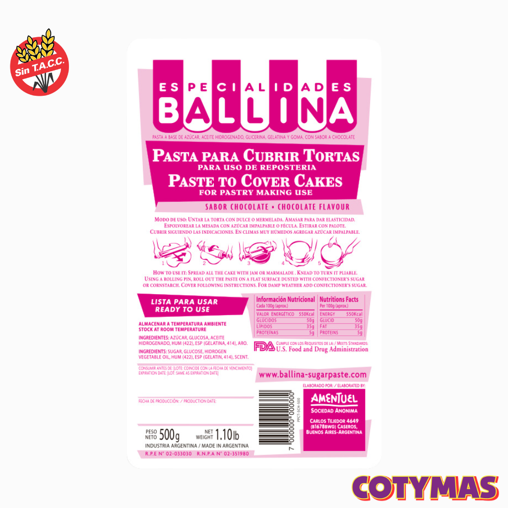 Pasta para Cubrir Ballina (chocolate y vainilla)