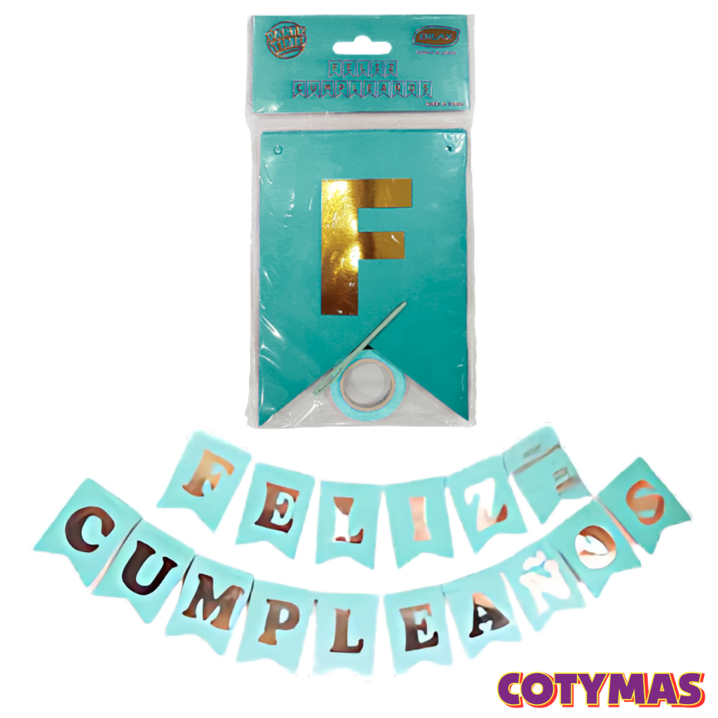Banderin Feliz Cumple Colores Lisos