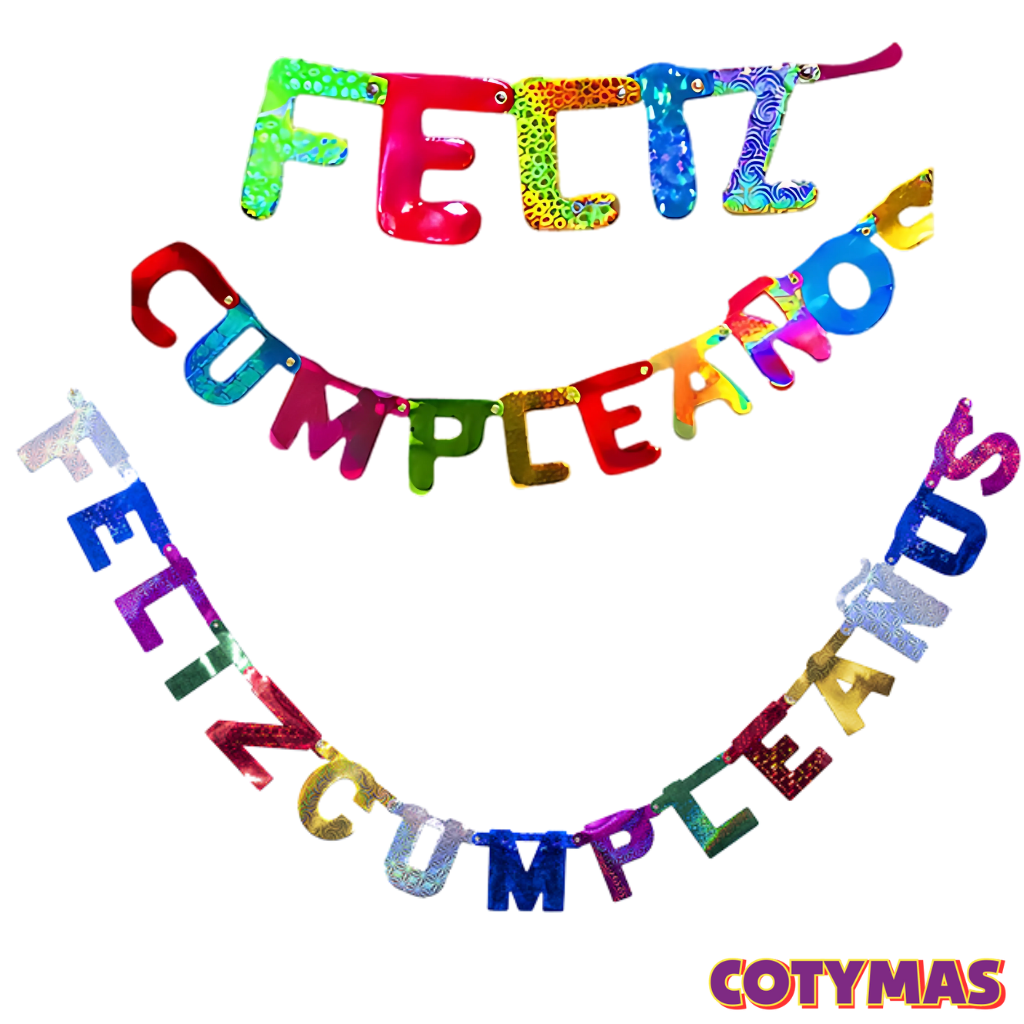 Banderin Palabra Feliz Cumpleaños Holografico Chico!