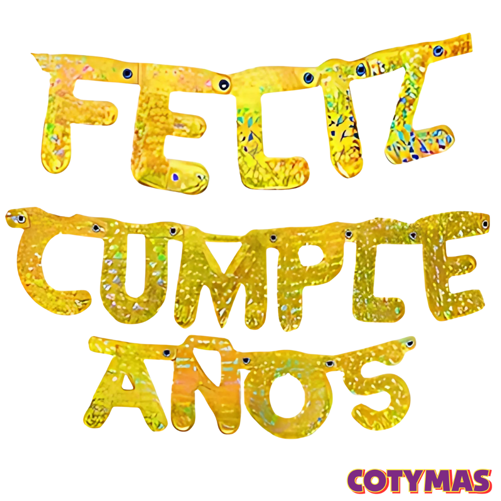 Banderin Palabra Feliz Cumpleaños Holografico Grande!