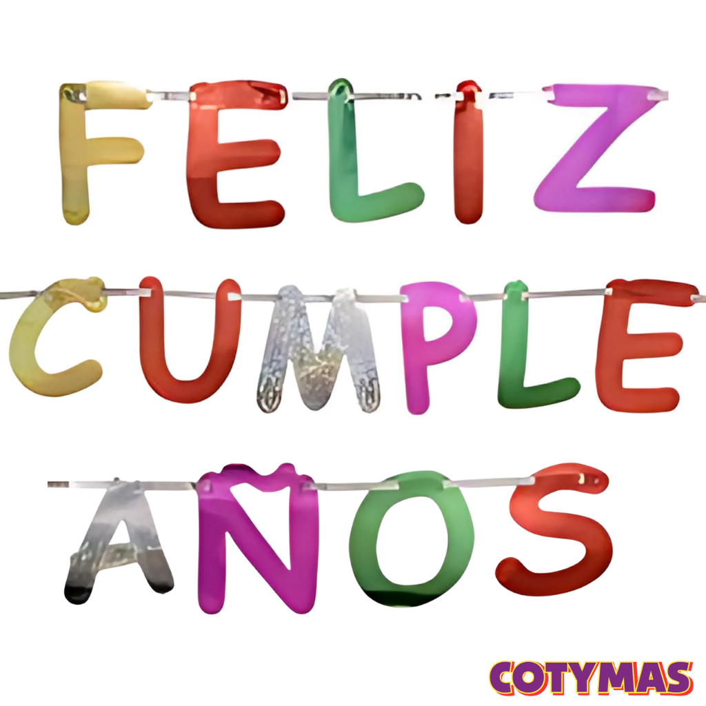 Banderin Palabra Feliz Cumpleaños Holografico Grande!